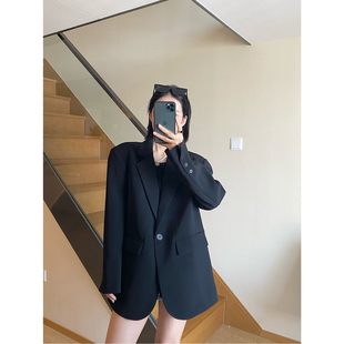 外套女 西服宽松休闲显瘦上衣 气质设计感韩版 黑色西装 春秋小西装