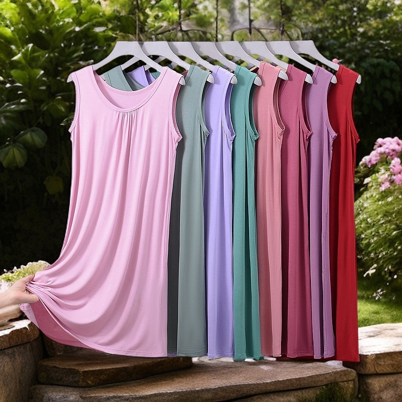 莫代尔睡裙女士夏季无袖背心睡衣裙新款宽松大码吊带裙春夏薄款