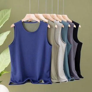 男士加绒加厚德绒2023新款秋冬季上衣保暖背心打底衫加肥加大款