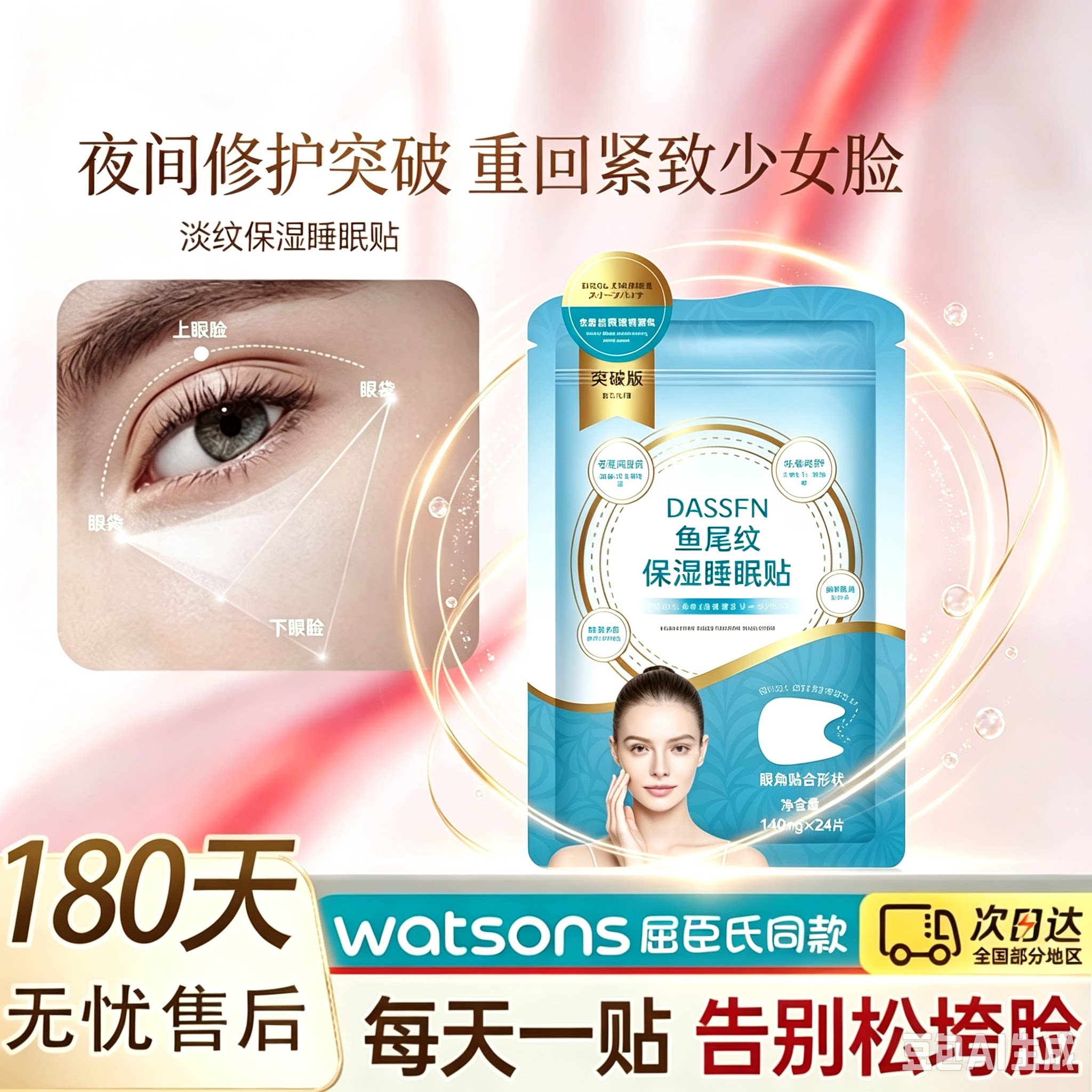 【告别鱼尾纹 淡化眼角纹】去皱抗皱贴眼角下垂皱纹提拉紧致神器