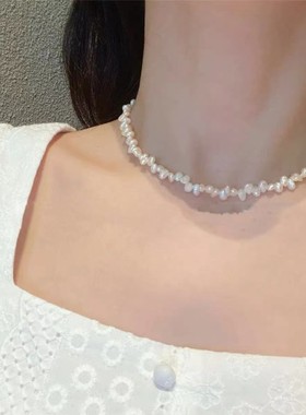巴洛克米粒珍珠项链女高级轻奢小众感2022年新款锁骨链颈链choker