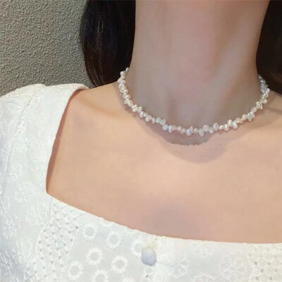 巴洛克米粒珍珠项链女高级轻奢小众感2022年新款锁骨链颈链choker