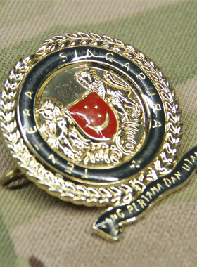 新加坡国防军SAF 现用金属铜镀金帽徽原品稀有东南亚外军徽章收藏