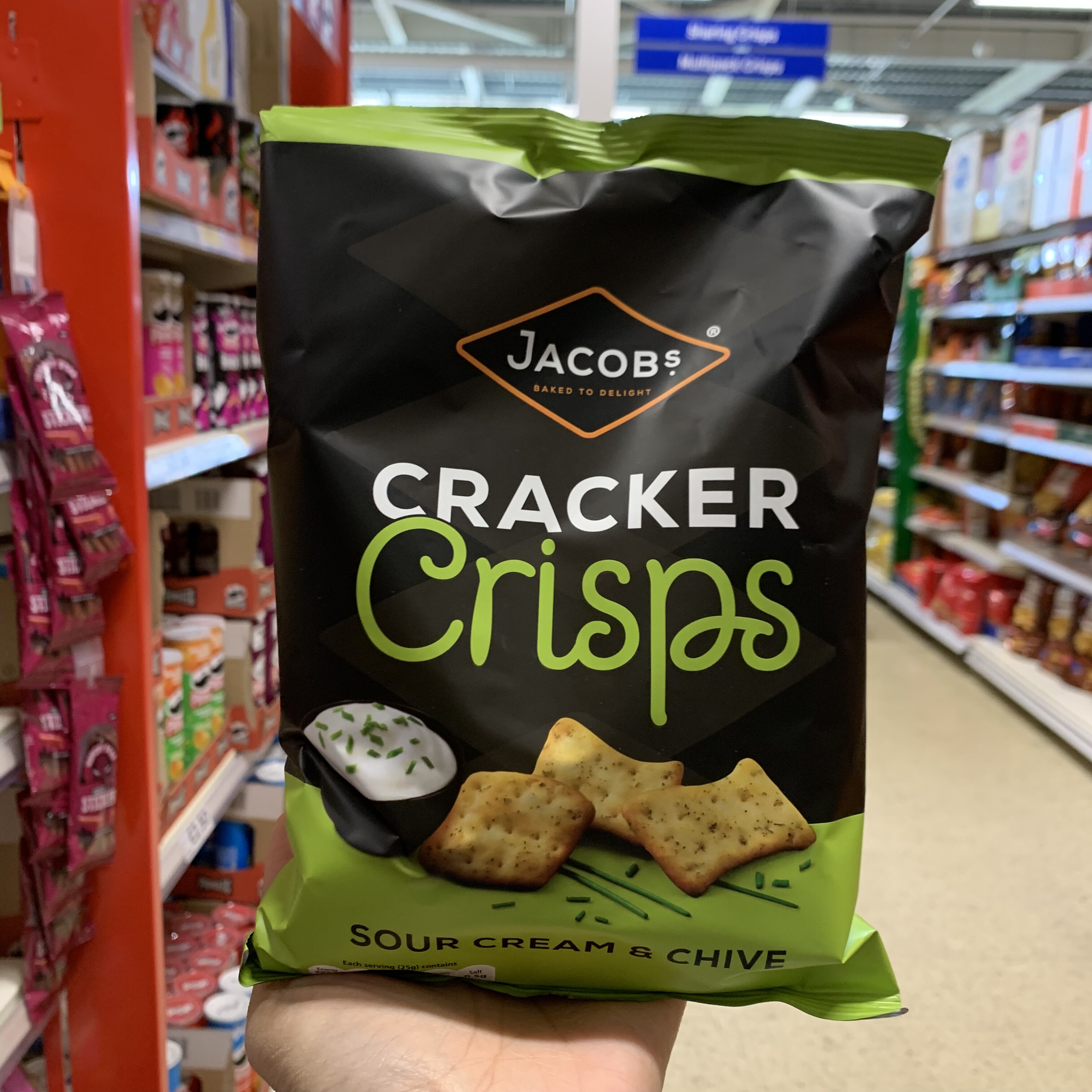 现货 英国Jacob’s cracker香葱酸奶油味薄脆饼干休闲零食150g