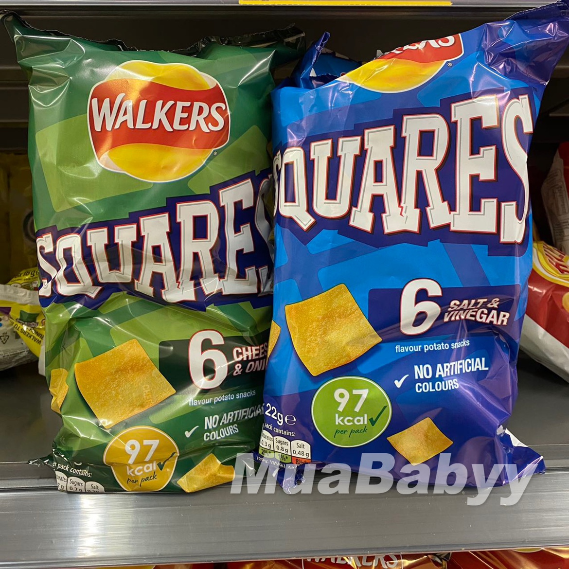 现货英国walkers squares低卡盐醋薯片进口零食6x25g-封面