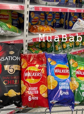 北京现货 英国Walker原切薯片芝士洋葱咸醋泰式甜辣原味进口零食