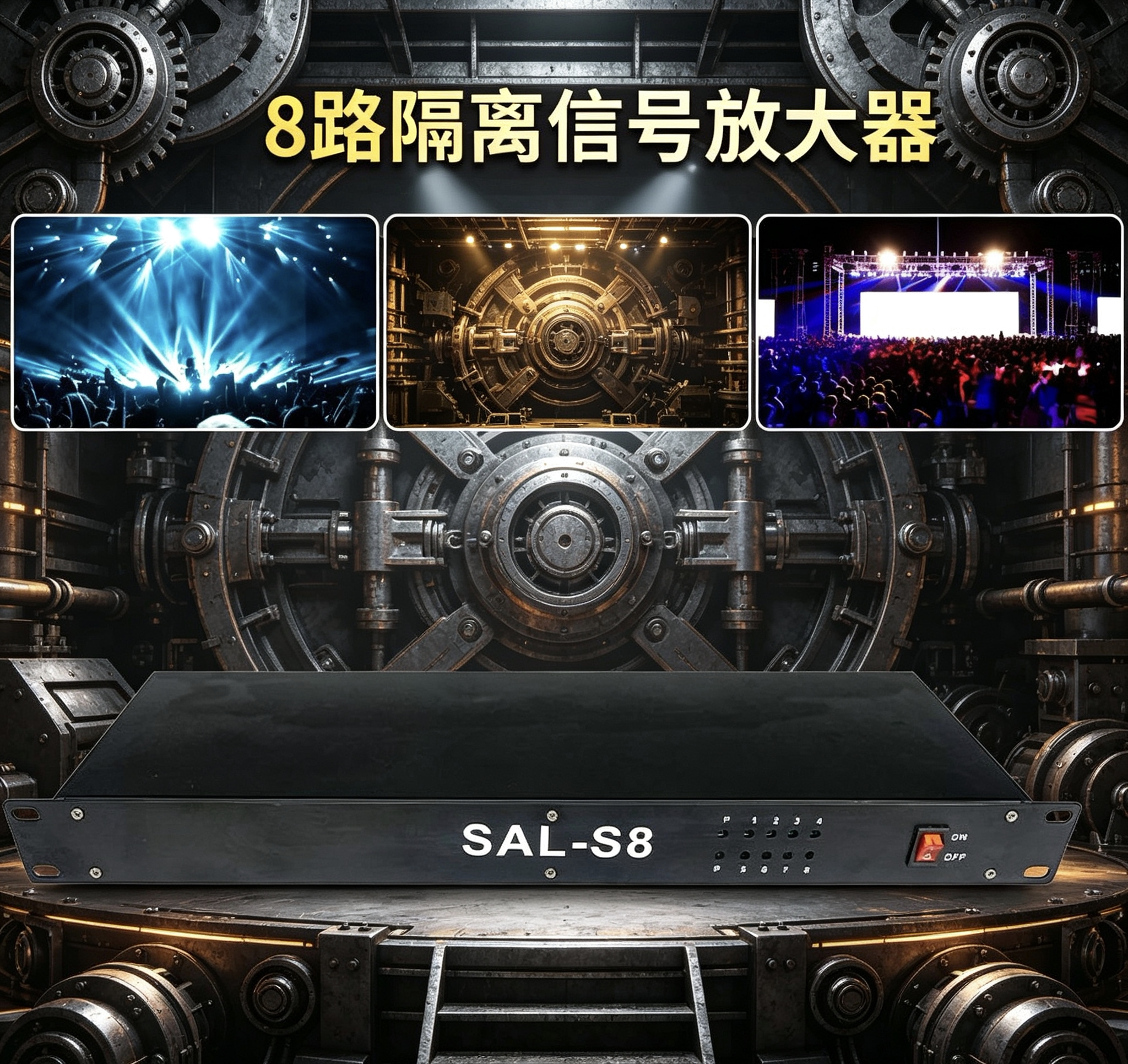舞台灯光信号放大器光电隔离8路分配器 婚庆婚礼堂宴会厅影视直播
