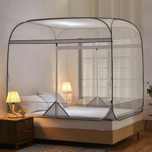 蚊帐免安装 拉链顶三开门通用儿童回底防摔 一体蒙古包家用2025新款