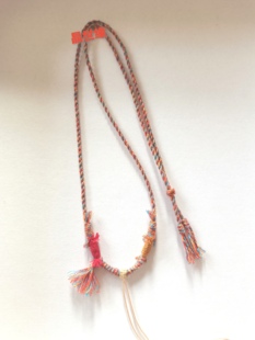 黄财神项链绳锁骨绳藏式手搓棉绳黄金吊坠纯手工编织挂绳