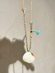 网红同款黄财神项链绳锁骨绳藏式手搓棉绳黄金吊坠纯手工编织绳