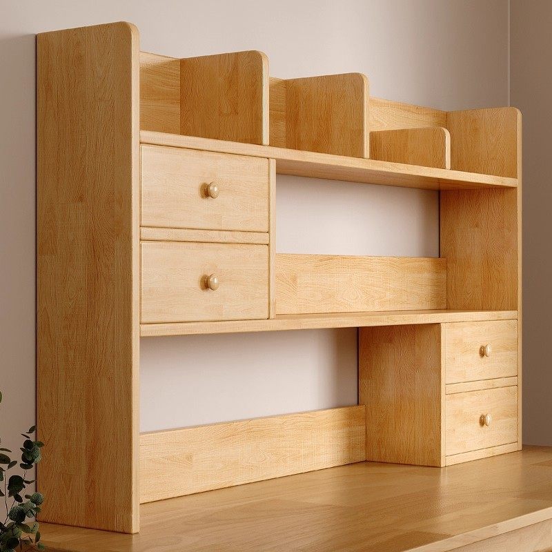 实木芯板书架桌面置物架学生书桌上简易收纳架子办公立式多层小型