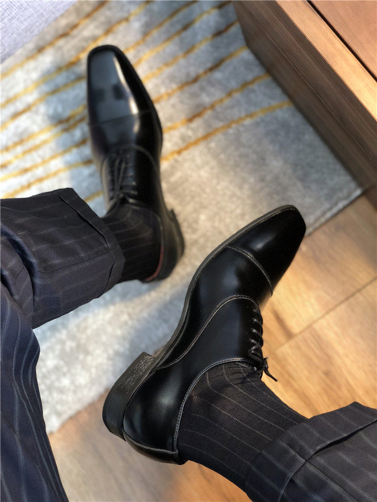 三双装 薄款正装男士袜职场丝光棉商务点条纹黑袜控性感优质棉袜