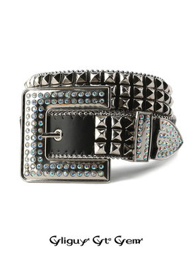 CYCYCY Y2K千禧朋克摇滚硬核钻饰方扣头菱形铆钉百搭皮带 腰带