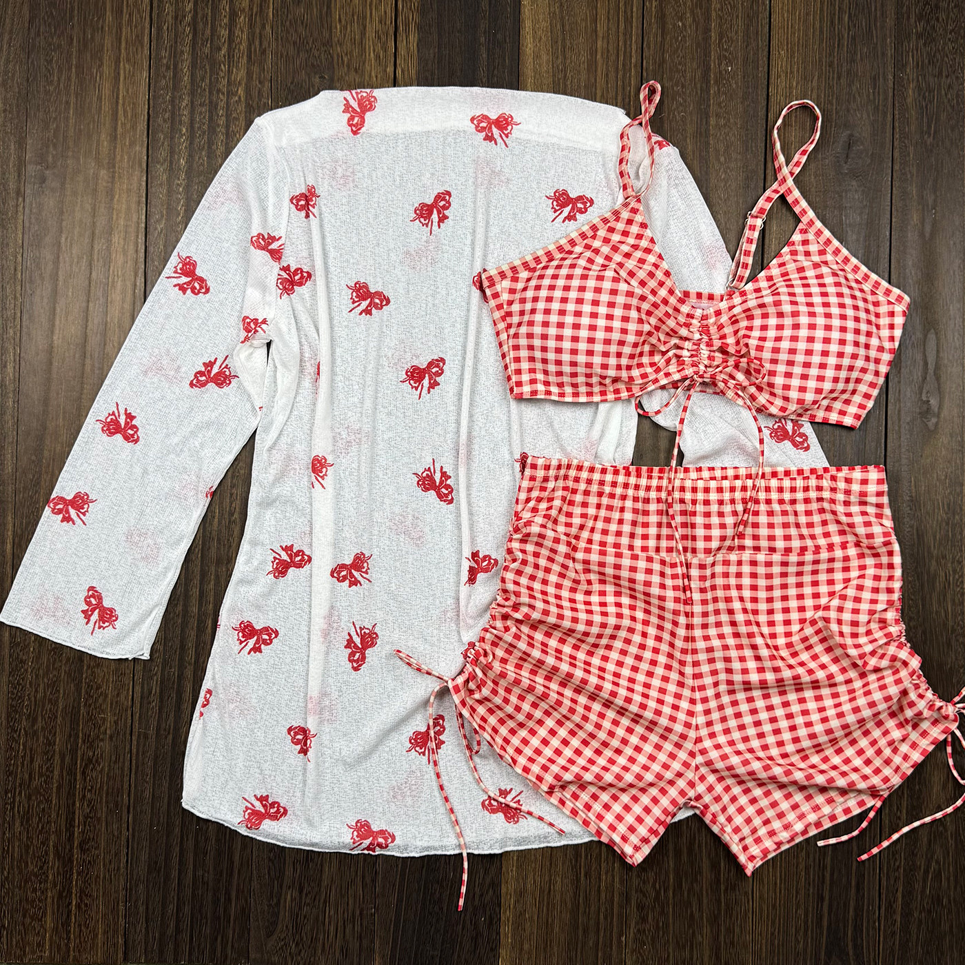 甜辣ins大码分体泳衣女三件套保守显瘦遮肚性感韩版温泉度假泳装