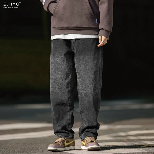 Демисезонное глазное яблоко, джинсы в стиле хип-хоп, штаны, свободный прямой крой