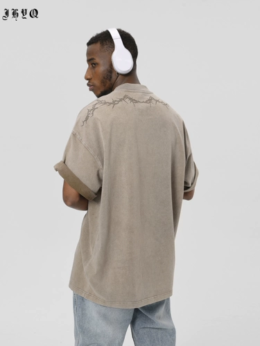 [Тот же абзац Дэн Вэй] JHYQ очищает бровь Тяжелая вода, промывая свободную круглую шею T -Fore Casual -Short -sleed Women