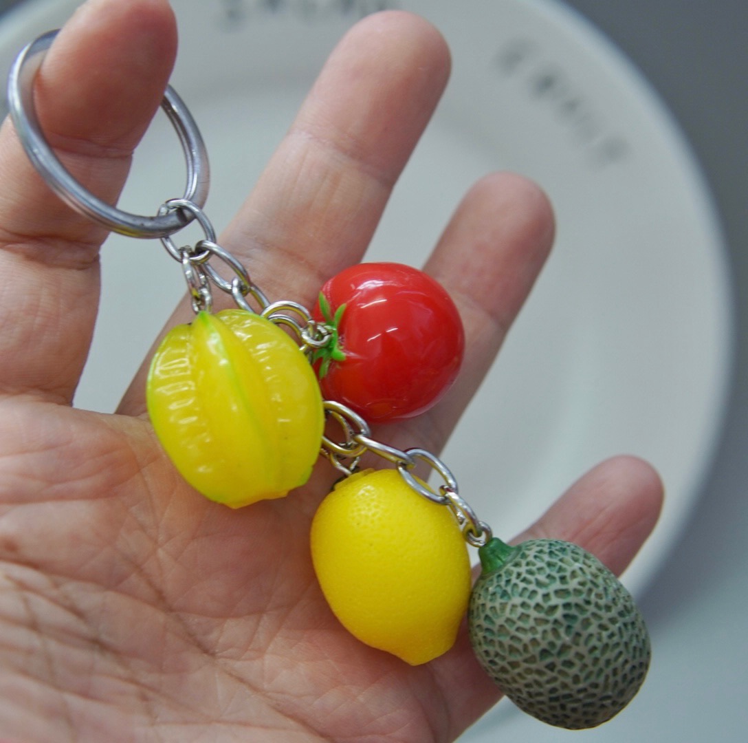 创意仿真水果杨桃柠檬哈密瓜女可爱钥匙链书包挂饰车钥匙挂件礼物