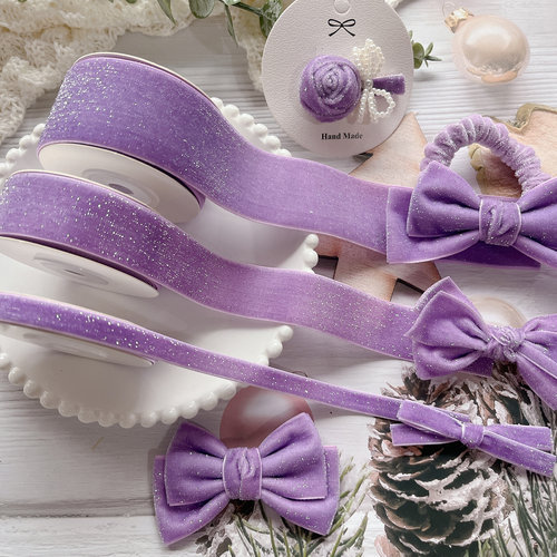 秋冬款银葱浪漫紫色丝绒丝带diy蝴蝶结发饰材料配件织带闪葱丝带