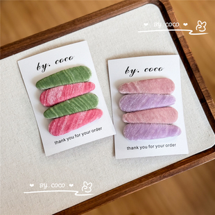 Rae同款 丝绒宝宝边夹儿童成人亲子小众复古少女百搭发夹不伤发卡