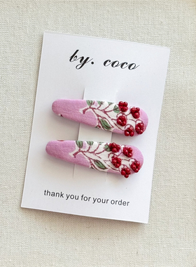 包邮小众串珠红色樱桃边夹少女车厘子发饰儿童小红书同款樱桃发夹