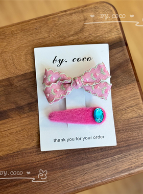 包邮韩国ins刺绣蝴蝶结儿童可爱发饰不伤发量少宝宝发夹非rae同款