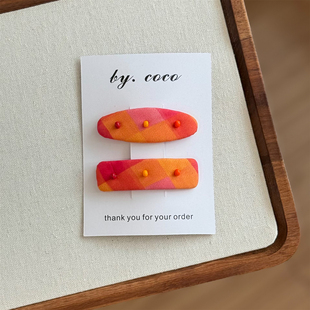 包邮儿童ktt桃乐丝蝴蝶结发夹小红书同款渐变橘红可爱发饰发夹