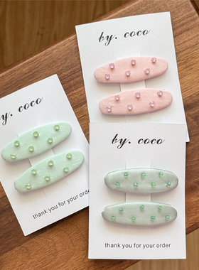 包邮小众清新闪钻发夹儿童手缝串珠边夹非rae快团团bb夹小红书