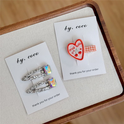 包邮小众少女方糖闪钻碎发刘海夹银色BB夹儿童非RAE发饰不伤发夹