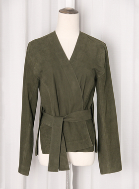 Vin新款进口磨砂绵羊皮柔软无里衬纯色简约百搭修身哑光真皮皮衣