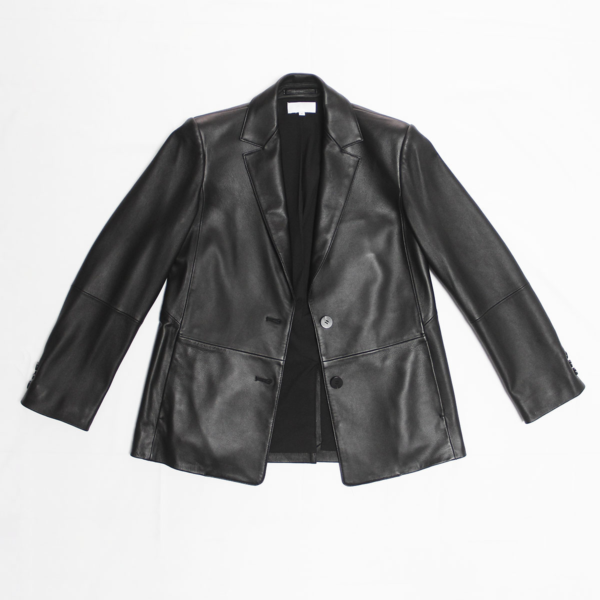 冬季新品意大利绵羊皮软糯细腻纯色简约女士真皮宽松气质西装皮衣