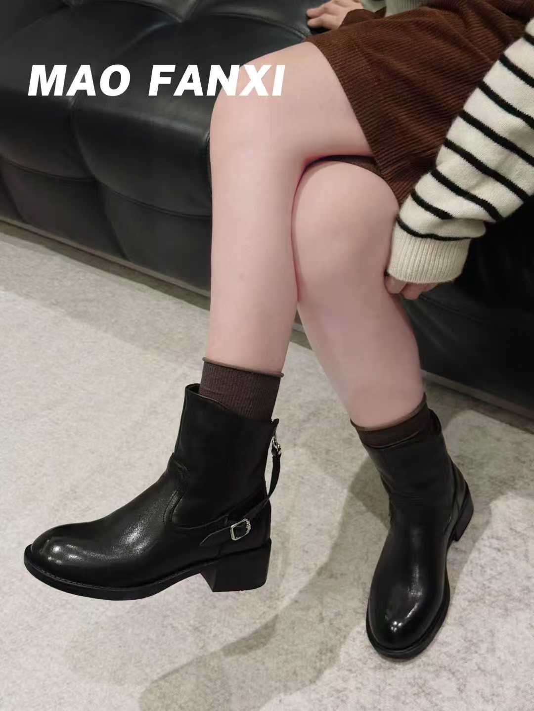 欧货真皮女靴子2025秋冬新款切尔西靴