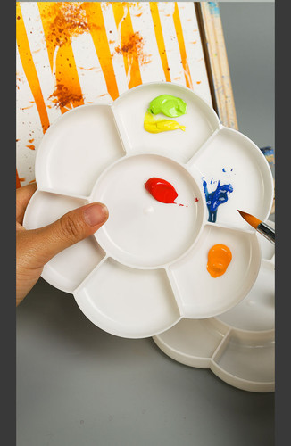 儿童7格加厚水粉颜料调色盘双盖加厚调色防陶瓷梅花形调色盘