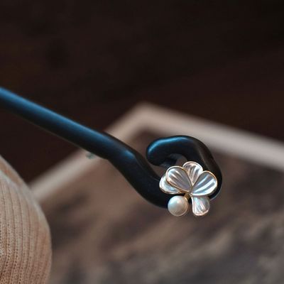 白驹一隙新中式簪子感黑檀木簪盘发旗袍汉服发饰简约百搭通勤