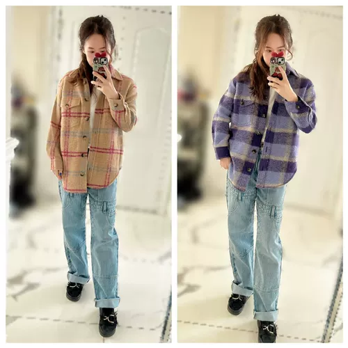 [FOLT] Канадская прямая почтовая рассылка Aritzia Plaid Wool Casual Patch Jacket