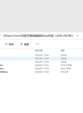 2023-2000 Fama-French五因子模型数据原始数据结果数据Stata代码