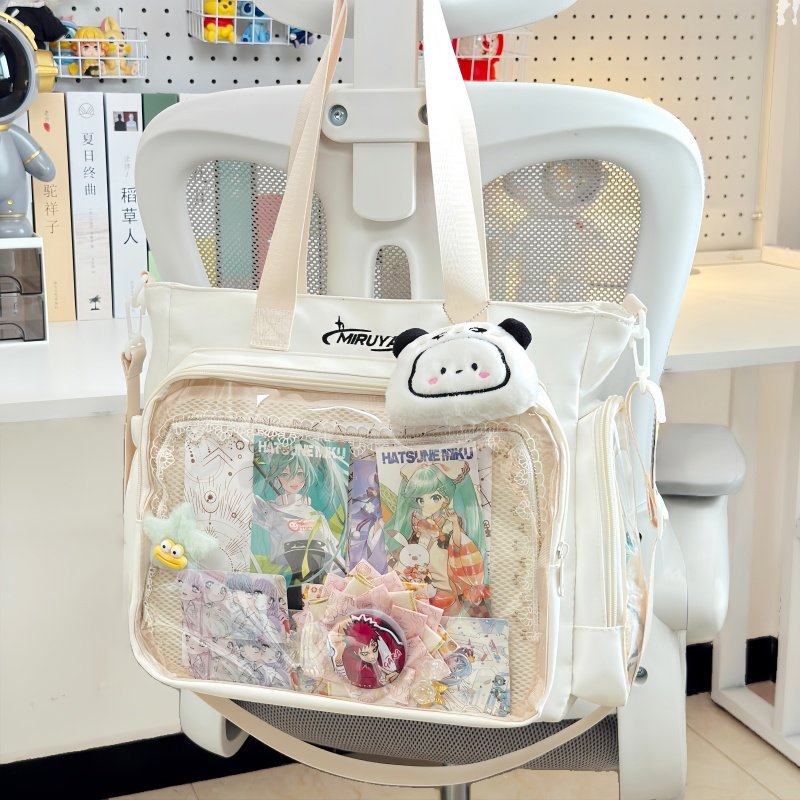 学院风二次元斜挎包大容量透明托特包谷子吧唧扎板大食量痛包娃包,箱包皮具/热销女包/男包,痛包,淘宝优惠券,粉丝福利购,淘宝优惠卷