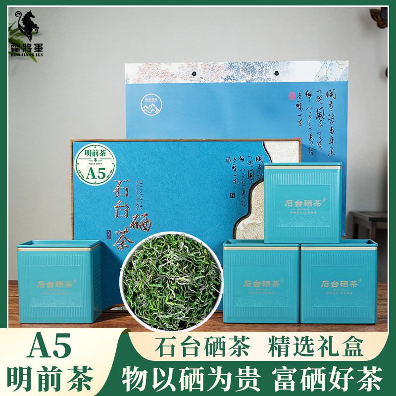霍将军石台硒茶明前茶叶安徽池州一级绿茶礼盒装年货送礼长辈250g