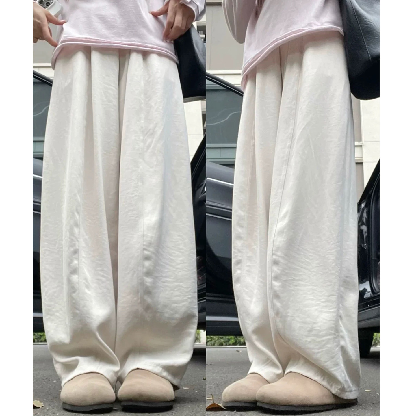 大码奶芙山本裤女慵懒风夏季胖mm休闲垂感宽松冰丝防晒阔腿弯刀裤