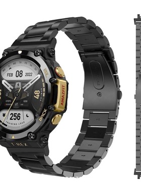 适用华米Amazfit跃我T-Rex3/2表带trex ultra三珠不锈钢金属表pro