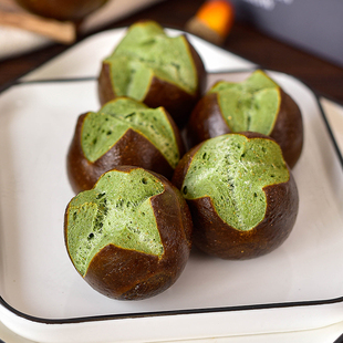 厨男小栈 抹茶全麦碱水球无加糖饱腹早餐无添加碱水面包早餐5个装