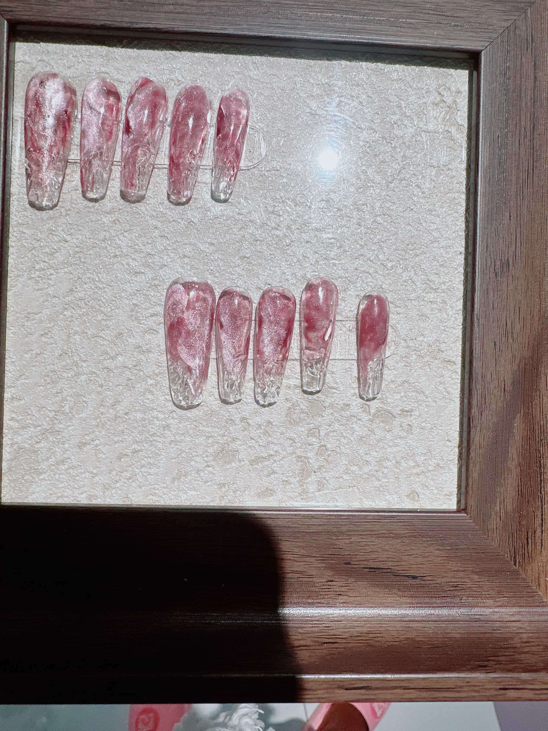 玫瑰色美甲贴片手工穿戴甲2024年秋冬新款结婚新娘高级感结婚显白