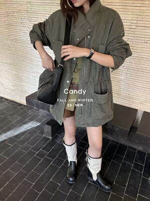 韩系洋气简约立领长袖风衣外套女2026秋季新款宽松休闲百搭上衣