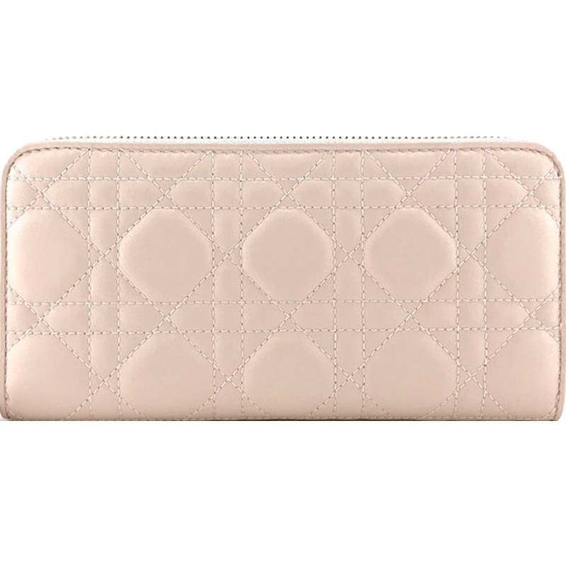 Dior/迪奥新款女包粉色羊皮拉链长款钱包女 S0007ONMJ