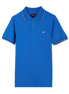 Armani/阿玛尼 EA系列新款男士logo胶印蓝色短袖POLO衫8N1FB4