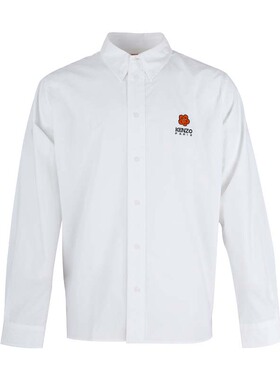 KENZO高田贤三 新款男士logo图案刺绣白色长袖衬衫9LH 5CH410