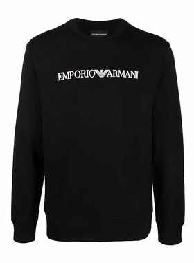 Armani/阿玛尼新款男士莫代尔字母印花图案套头休闲卫衣8N1MR6