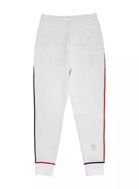 Thom Browne/TB 新款女士侧面条纹装饰抽绳白色休闲卫裤FJQ063A