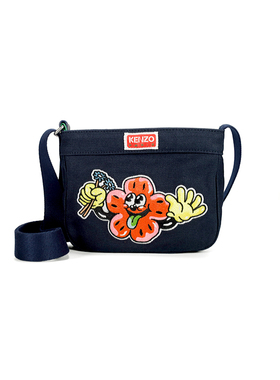 KENZO高田贤三新款卡通图案印花深蓝色斜挎包男女同款F34 5SA918