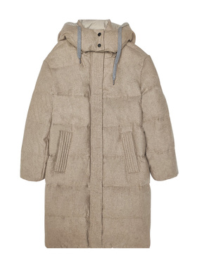 Brunello Cucinelli/BC新款女士黄色中长款连帽羽绒服MD5029594