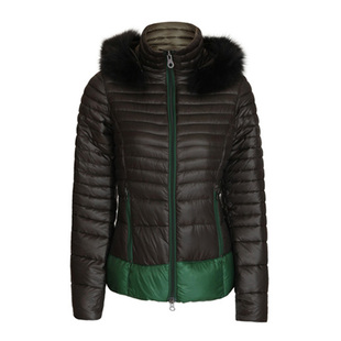 DUVETICA意大利潮牌女士拼色轻薄修身 NYX 鹅绒连帽羽绒服